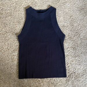 NWT Ann Taylor Navy Ribbed High-Neck Tank